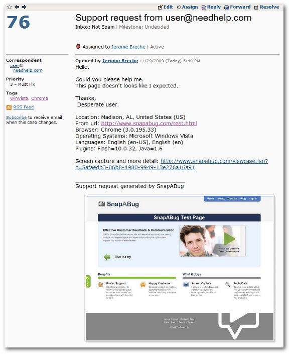 sample FogBugz case generated