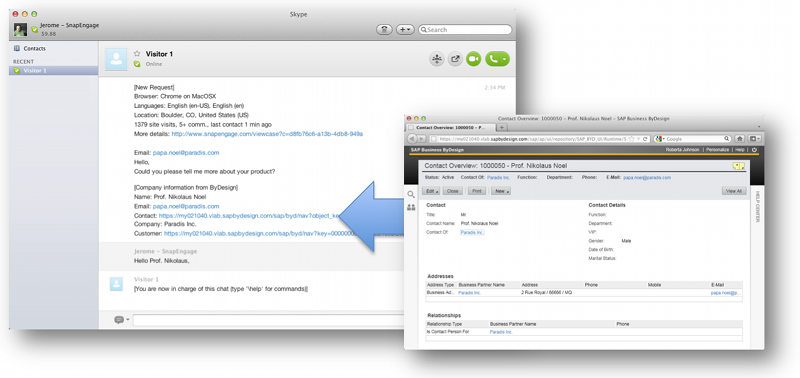 SnapEngage SAP Business live chat