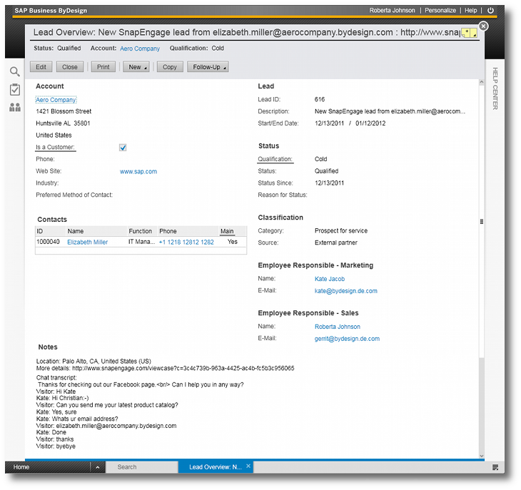 SnapEngage BatchBook live chat